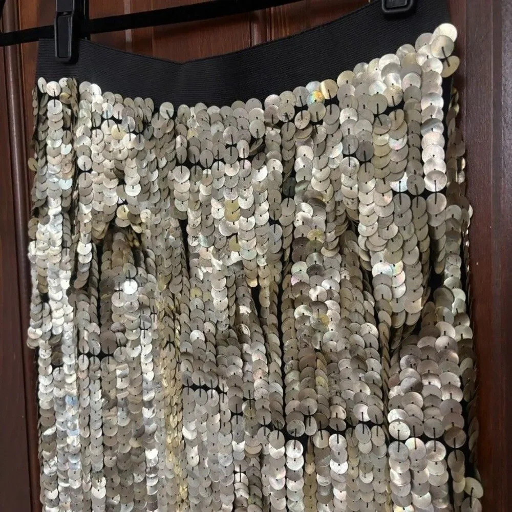 3.1 Phillip Lim Jumbo Gold Sequin Silk Pencil Skirt Size 6 Mermaidcore Disco